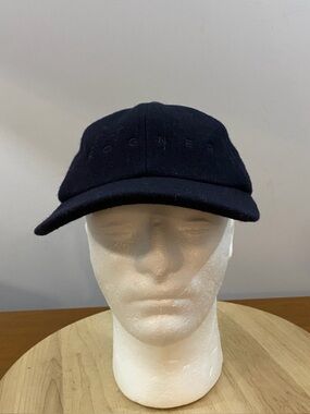 BOGNER Spell-Out Wool Baseball Cap Men's M Trapper Hat Ear Flaps Black Winter